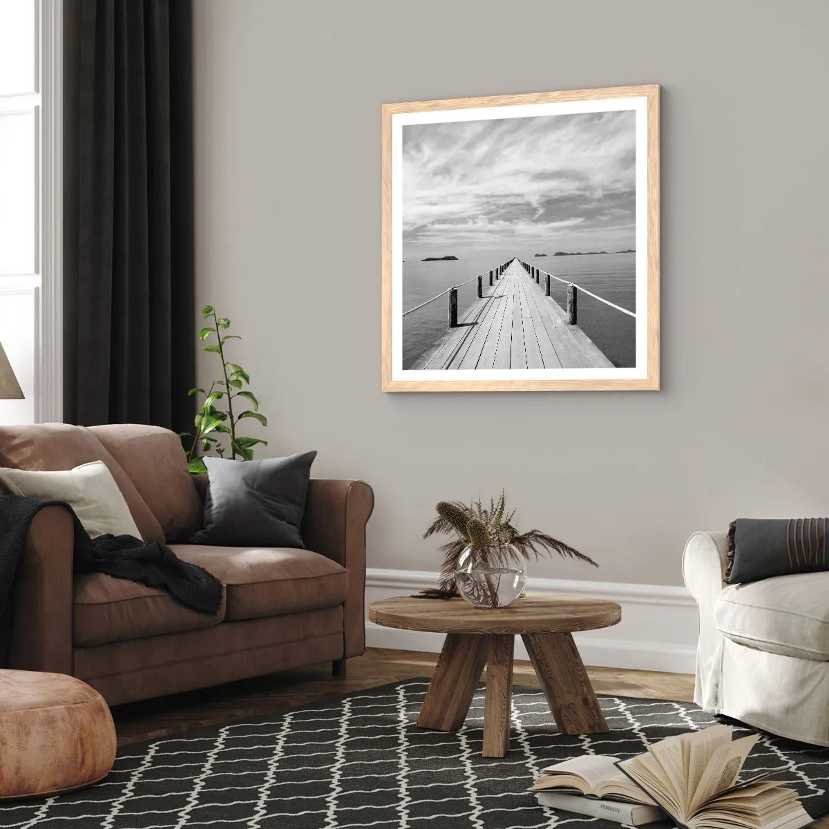 Poster in einem Rahmen aus heller Eiche - Oder vielleicht eine Reise ... - 50x50 cm