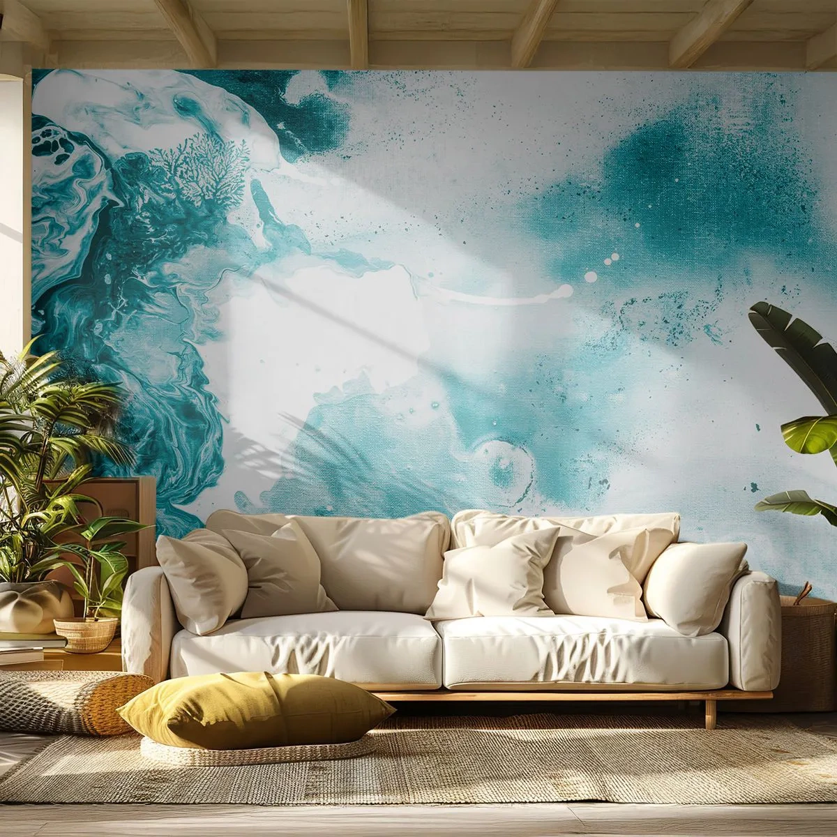 Fototapete Standard Eco - Morast von Blau - Abstraktion, Stück, Moderne Kunst. - 350x256 cm