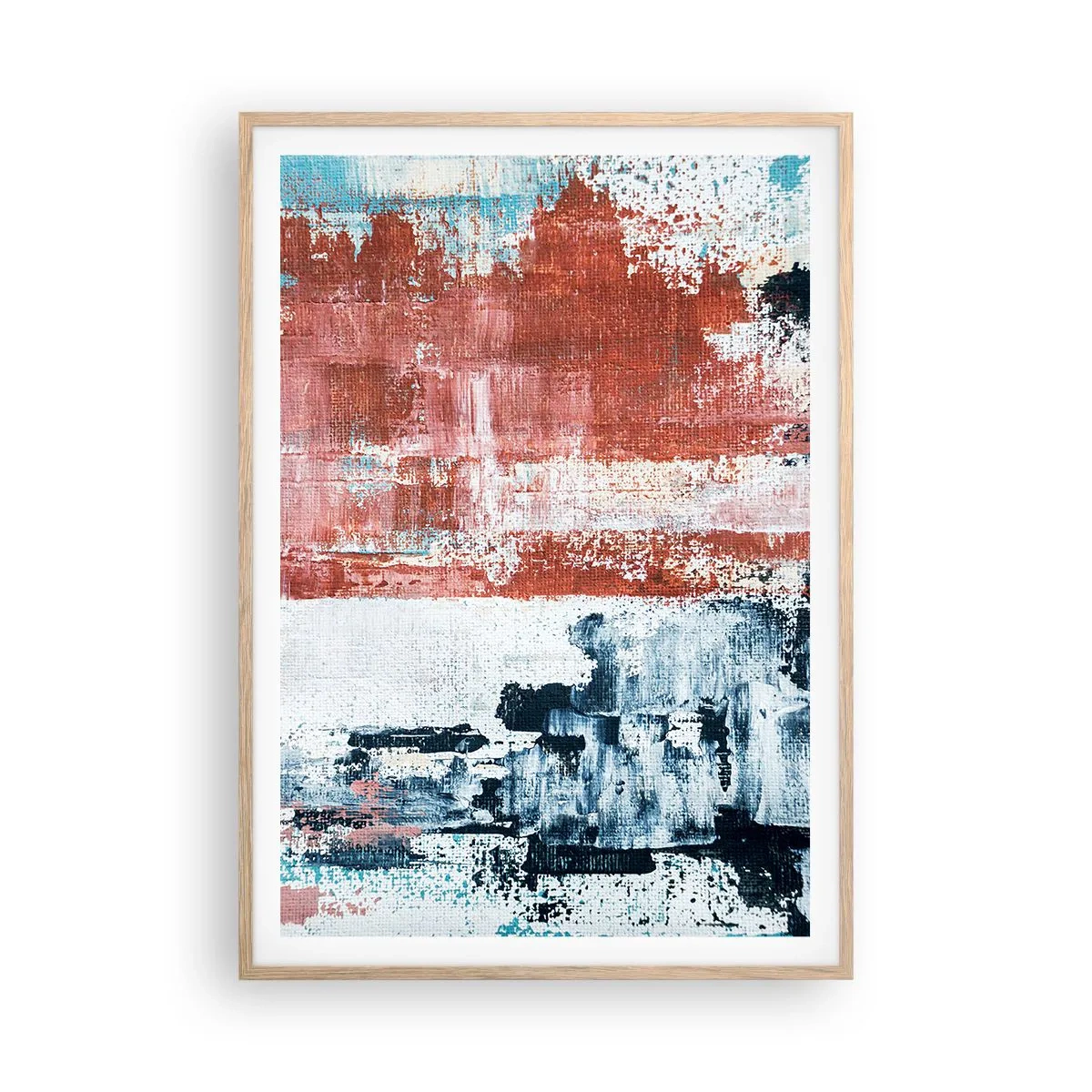 Poster in einem Rahmen aus heller Eiche - Fünfzig-Fünfzig abstrakt - 70x100 cm