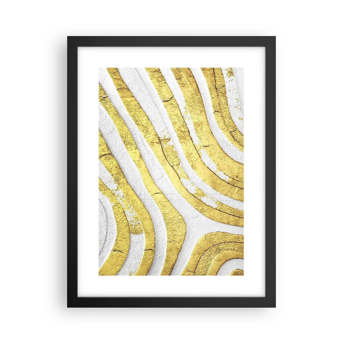 Poster in einem schwarzem Rahmen - Komposition in Weiß und Gold - 30x40 cm