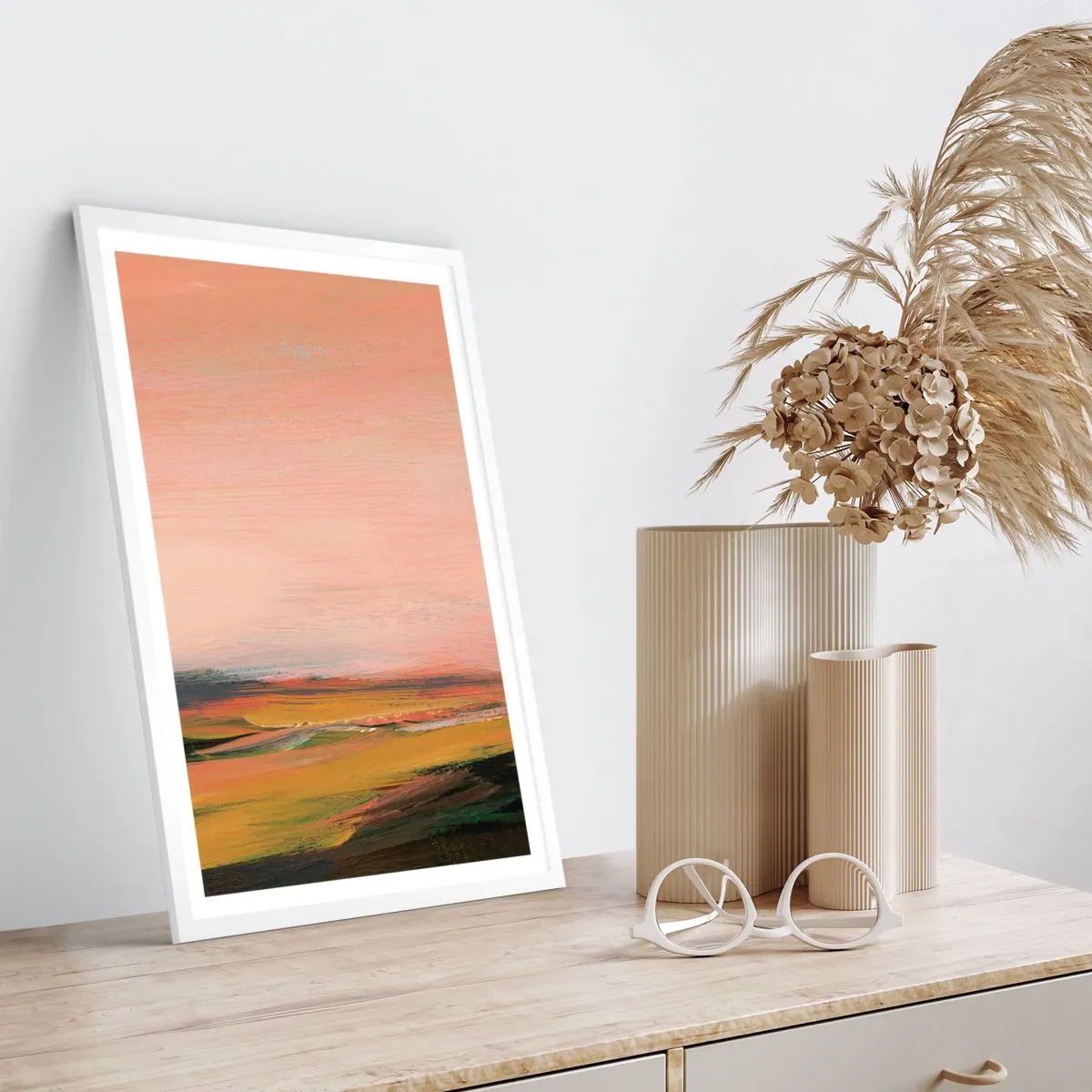 Poster in einem weißen Rahmen - In Rosatönen - 70x100 cm