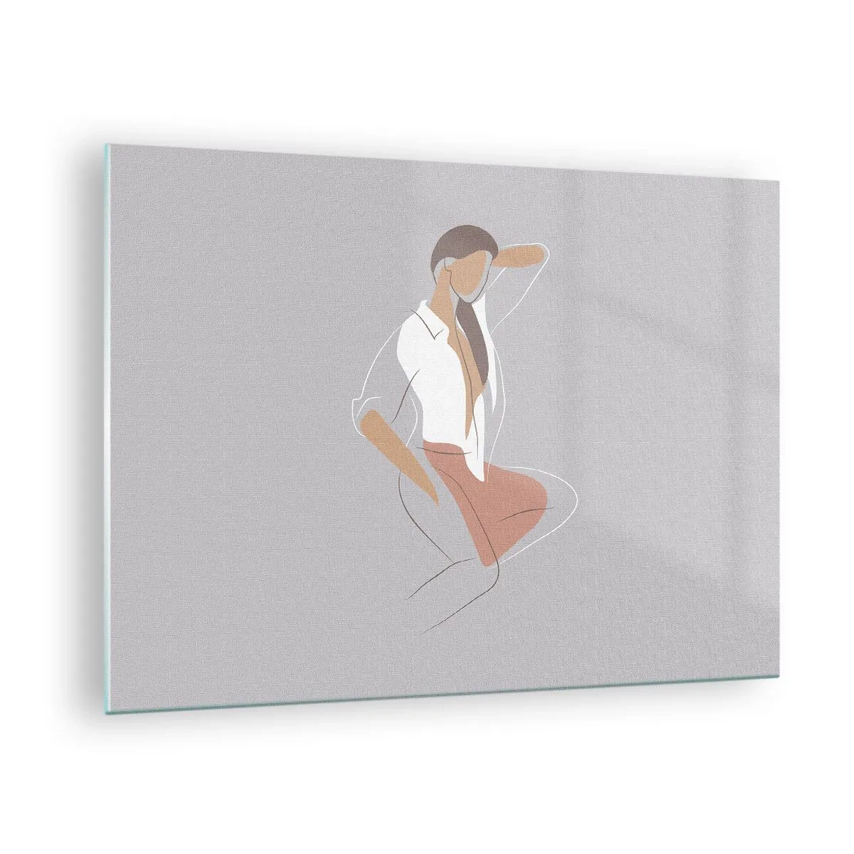 Glasbild - Bild auf glas - Frauensilhouette im minimalistischen Stil - 70x50cm - Umriss der Anmut - Moderne Wanddekoration für Wohnzimmer und Schlafzimmer ARTTOR