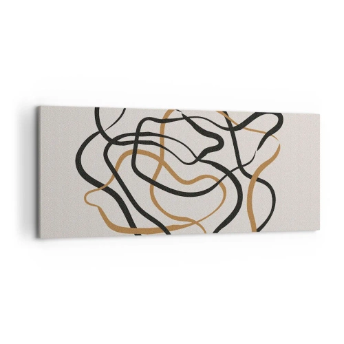 Bild auf Leinwand - Leinwandbild - Verworrene Linien in Schwarz und Gold auf hellem Hintergrund - 120x50cm - Alles ging schief - Moderne Wanddekoration für Wohnzimmer und Schlafzimmer ARTTOR