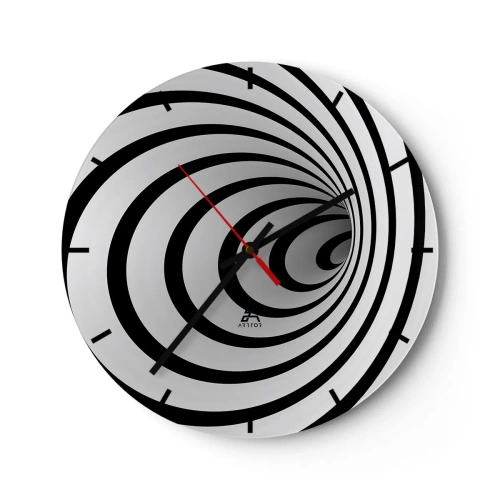 Wanduhr - Glasuhr - Ein faszinierendes Spiralmuster in Schwarz und Weiß - 30x30cm - Sie können dem auch nicht widerstehen? - Moderne Wanddekoration für Wohnzimmer, Küche und Schlafzimmer ARTTOR