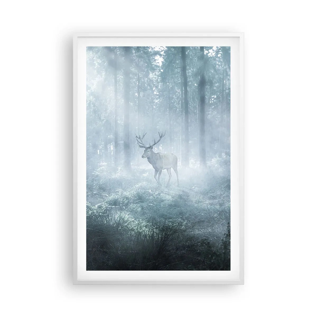 Poster in einem weißen Rahmen - Morgenvisite auf dem Grundstück - 61x91 cm