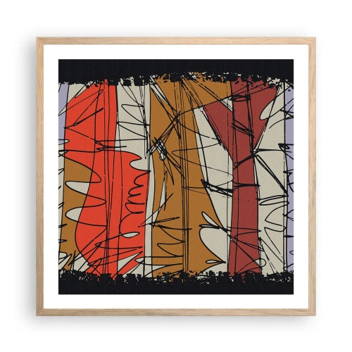 Poster in einem Rahmen aus heller Eiche - Spontane Komposition - 60x60 cm
