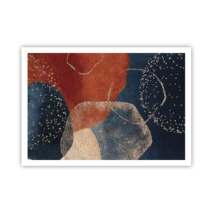 Poster - Abstrakte Formen in Rot- und Blautönen - 100x70cm - Die Leichtigkeit des Seins - Moderne Wanddekoration für Wohnzimmer und Schlafzimmer ARTTOR