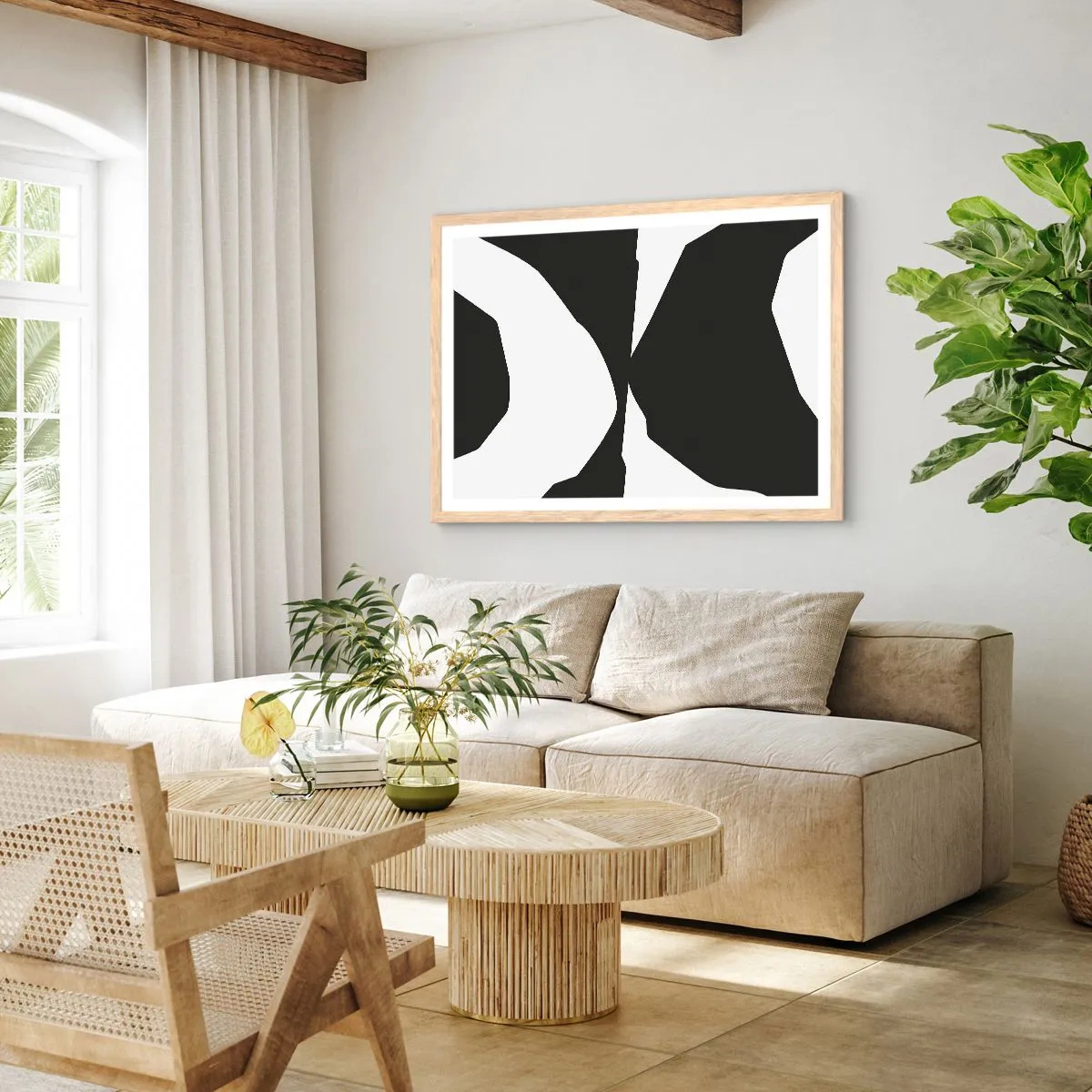 Poster in einem Rahmen aus heller Eiche - Positiv negativ - 91x61 cm