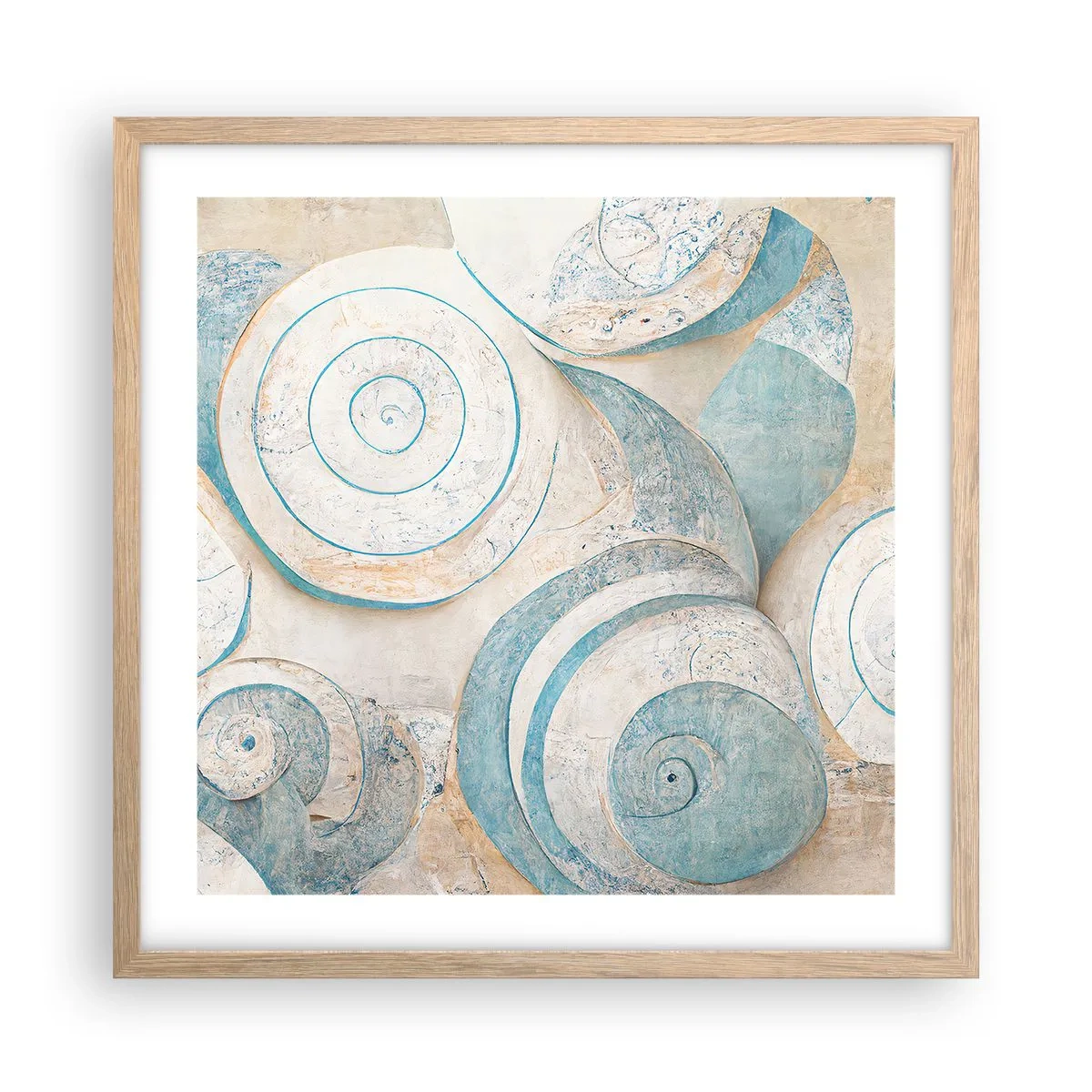 Poster in einem Rahmen aus heller Eiche - Was verbirgt sich in der Muschel? - 50x50 cm