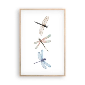 Poster in einem Rahmen aus heller Eiche - Schwerelose Libellen - 61x91 cm