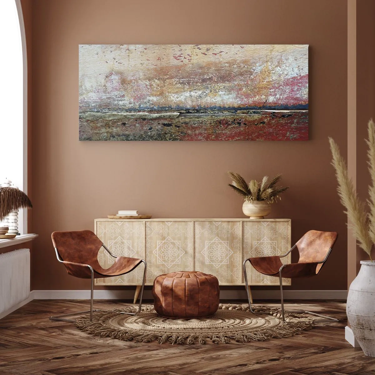 Bild auf Leinwand - Leinwandbild - Eine abstrakte Komposition, inspiriert vom Meer und der Natur. - 120x50cm - Vielleicht liegt es am Meer - Moderne Wanddekoration für Wohnzimmer und Schlafzimmer ARTTOR