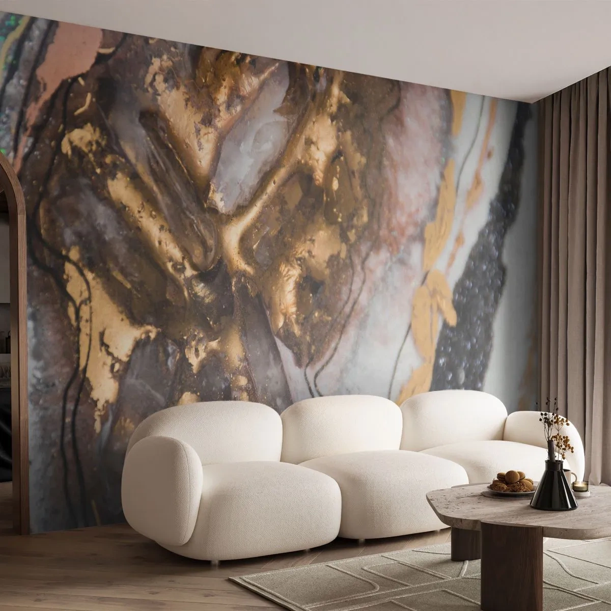 Fototapete Premium Sand - Ein abstraktes Muster, inspiriert von der Struktur eines Minerals - 100x70cm - Das Element der Erde - Moderne Wanddekoration für Wohnzimmer und Schlafzimmer ARTTOR