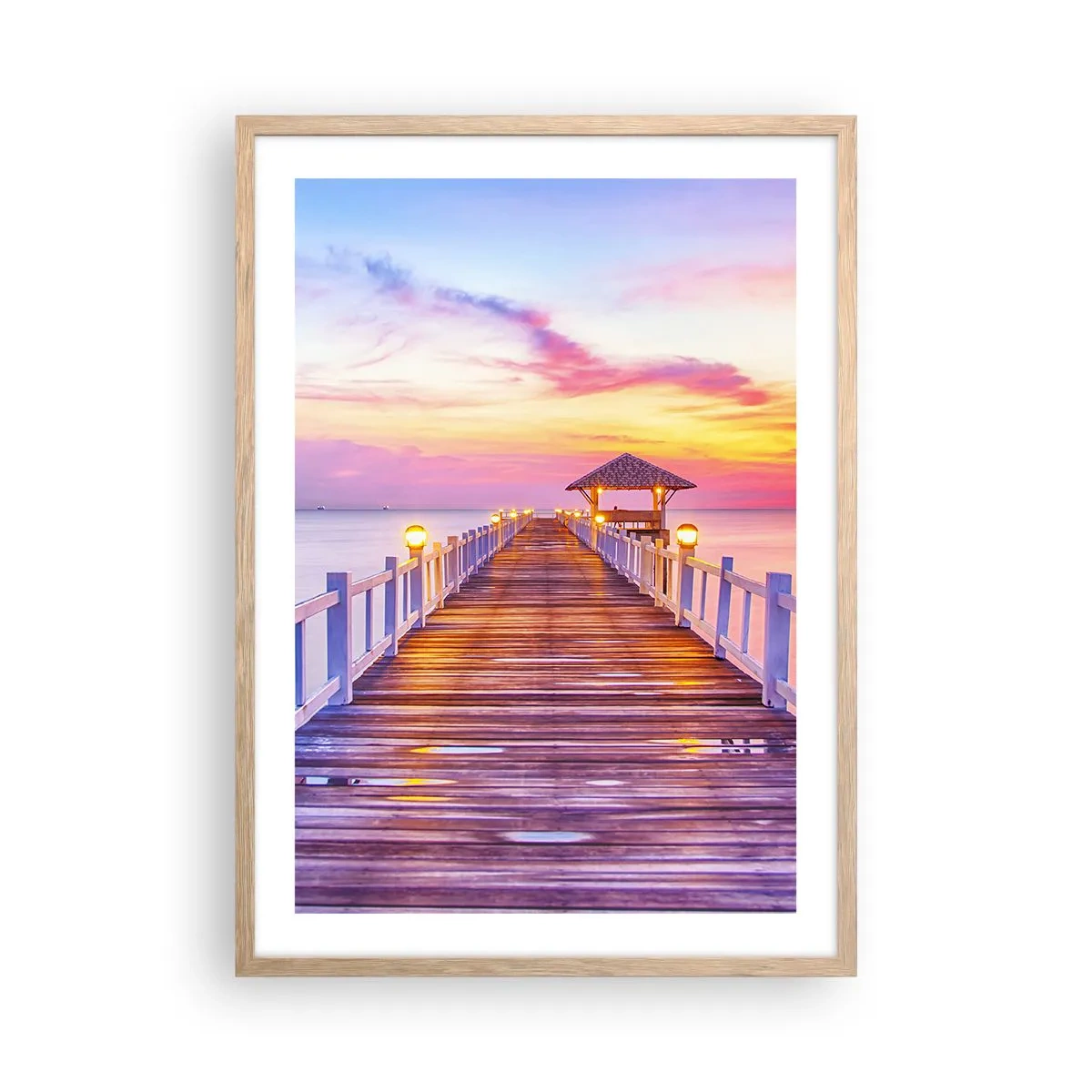 Poster in einem Rahmen aus heller Eiche - Die lila-goldene Stille des Abends - 50x70 cm