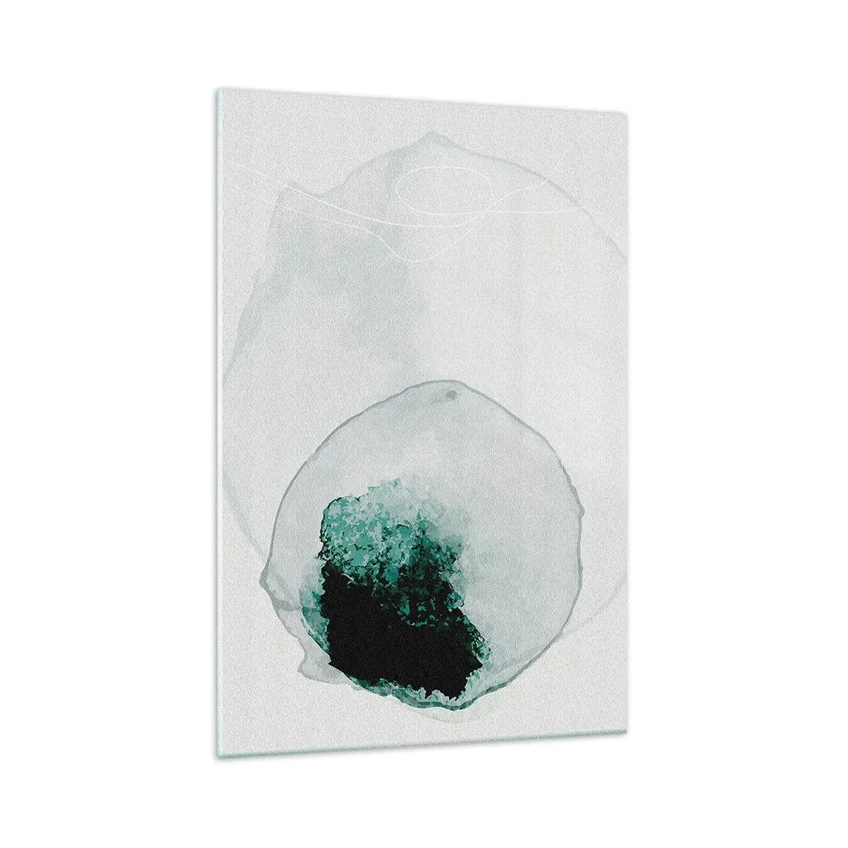 Glasbild - Bild auf glas - Abstrakter Wassertropfen mit Grün- und Schwarztönen - 70x100cm - In einem Tropfen Wasser - Moderne Wanddekoration für Wohnzimmer und Schlafzimmer ARTTOR