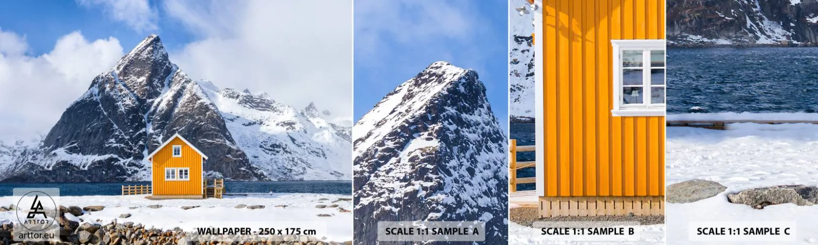 Fototapetenmuster Standard Eco - Skandinavische Feiertage - Winter, Alpen, Berge - 100x30 cm