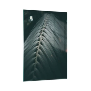 Glasbild - Bild auf glas - Nahaufnahme eines dunkel getönten Palmblattdetails - 80x120cm - Die Präzision der Natur - Moderne Wanddekoration für Wohnzimmer und Schlafzimmer ARTTOR