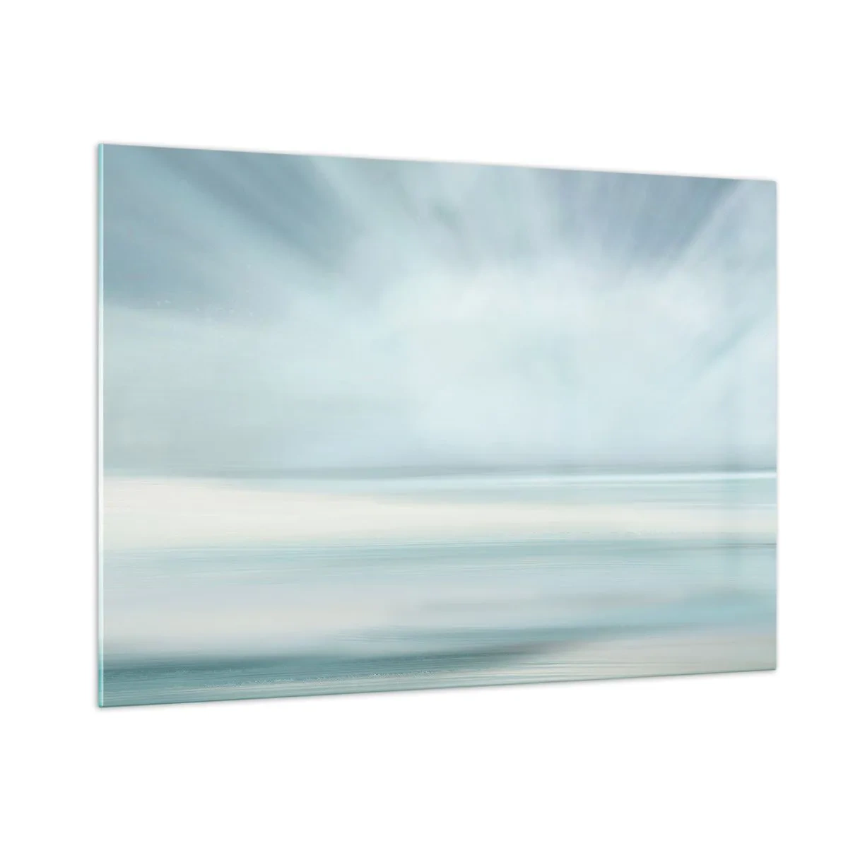 Glasbild - Bild auf glas - Verschwommene Abstraktion in Blau-, Weiß- und Grautönen - 100x70cm - Frieden bis zum Horizont - Moderne Wanddekoration für Wohnzimmer und Schlafzimmer ARTTOR
