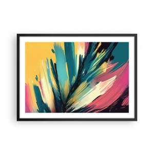 Poster in einem schwarzem Rahmen - Eine abstrakte Komposition in intensiven und kontrastreichen Farben. - 70x50cm - Komposition – eine Explosion der Freude - Moderne Wanddekoration für Wohnzimmer und Schlafzimmer ARTTOR