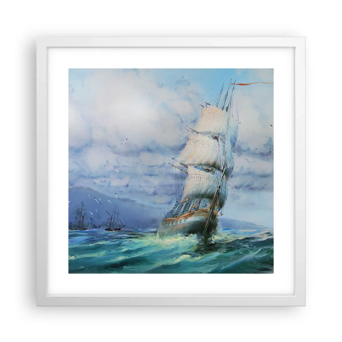 Poster in einem weißen Rahmen - Guter Wind - 40x40 cm
