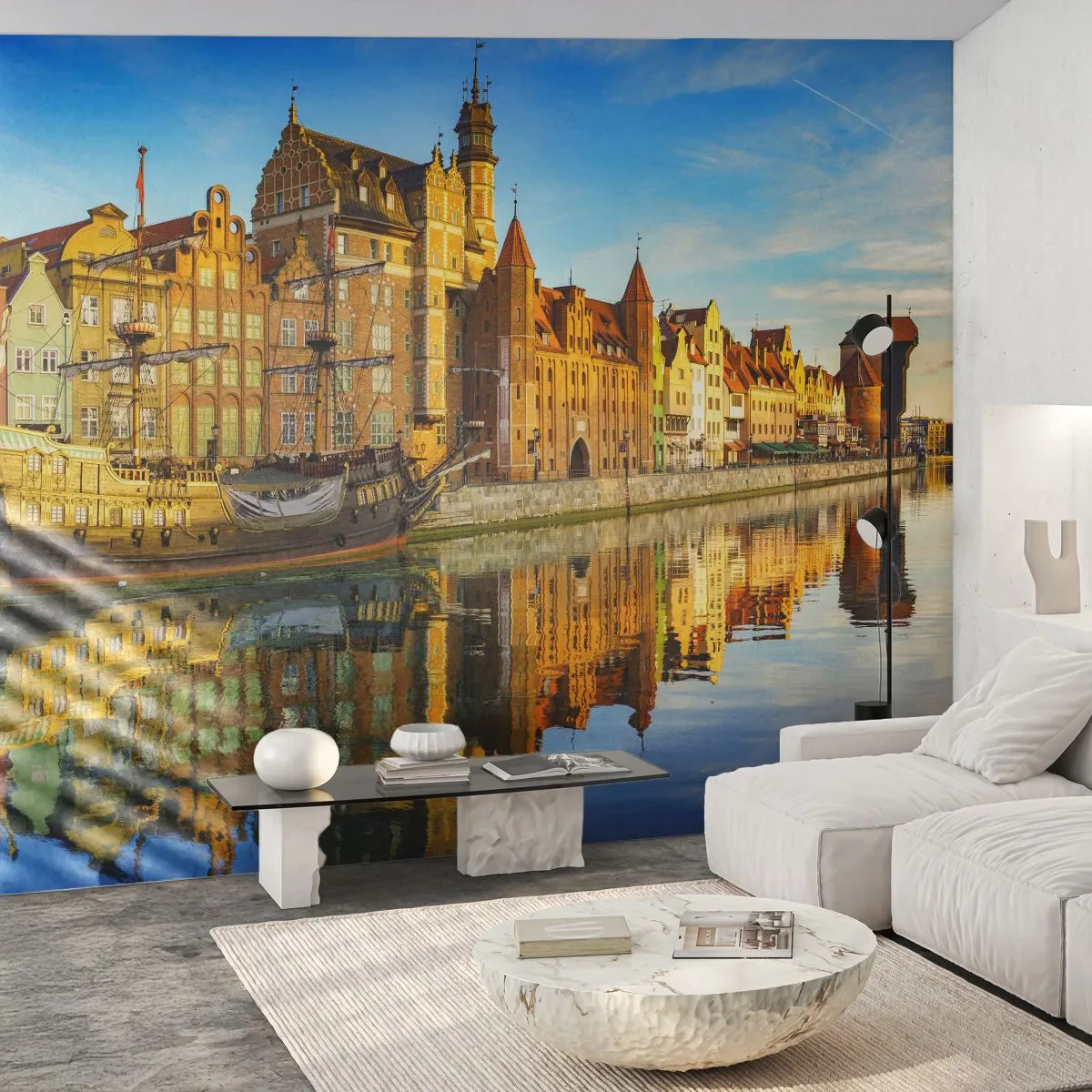 Fototapete Premium Canvas - Ein Spiegelbild der Vergangenheit - Stadt, Danzig, Die Architektur - 500x350 cm