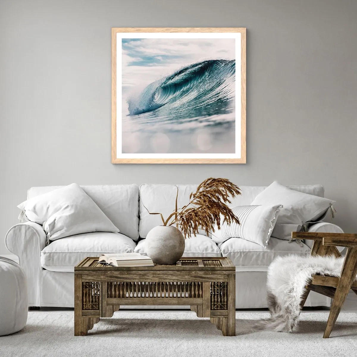 Poster in einem Rahmen aus heller Eiche - Wasserspitze - 60x60 cm