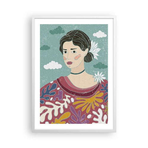 Poster in einem weißen Rahmen - Mit Melancholie im Blick - 50x70 cm