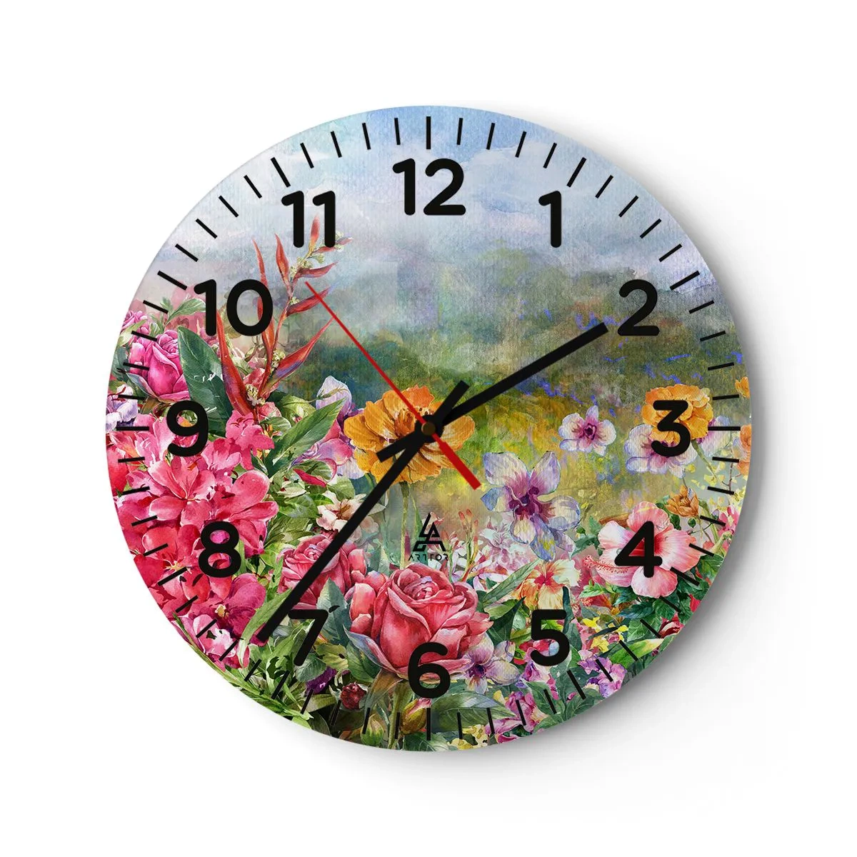 Wanduhr - Glasuhr - Ein Garten, der verrückt geworden ist - 30x30 cm