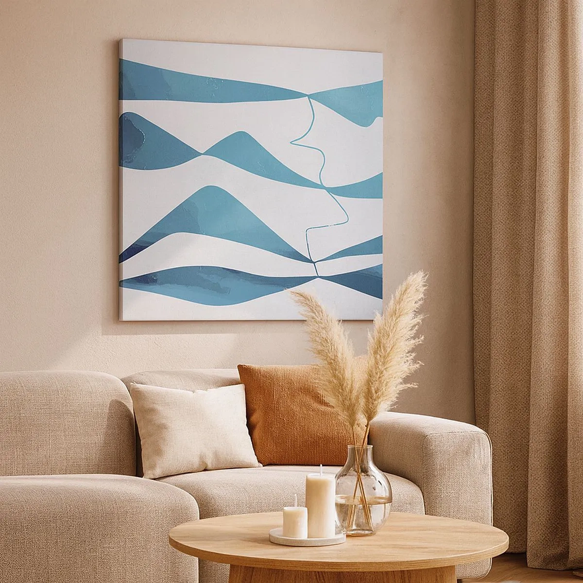 Bild auf Leinwand - Leinwandbild - Abstraktion: türkisfarbene Verbindung - 30x30 cm