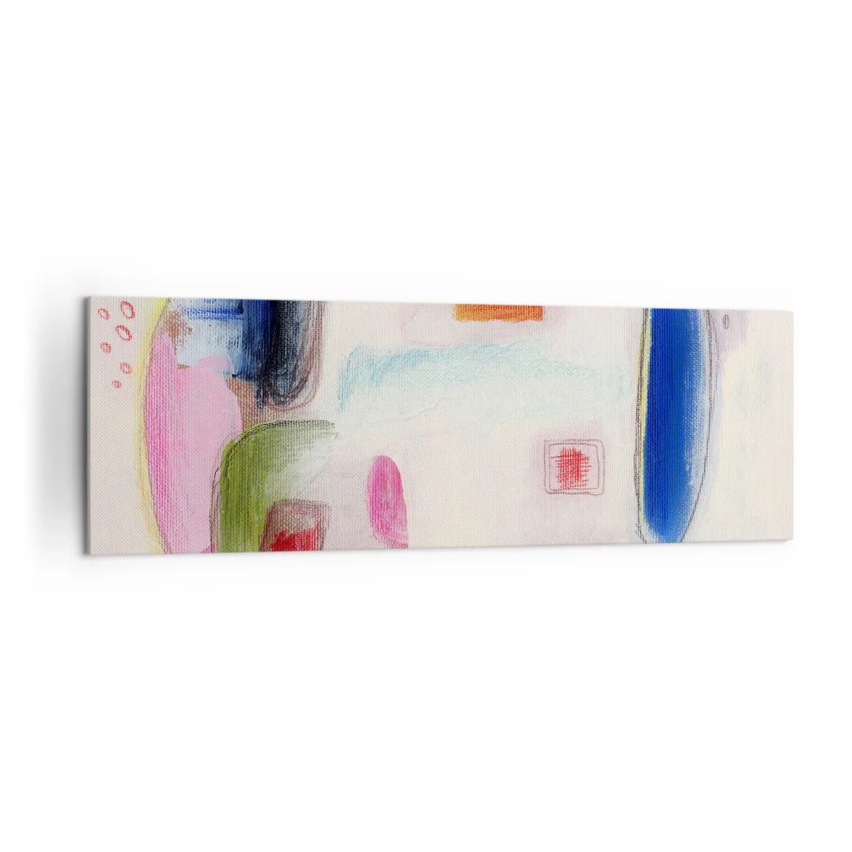Bild auf Leinwand - Leinwandbild - Bunte abstrakte Formen auf hellem Hintergrund - 160x50cm - Eher konvex als konkav oder flach - Moderne Wanddekoration für Wohnzimmer und Schlafzimmer ARTTOR