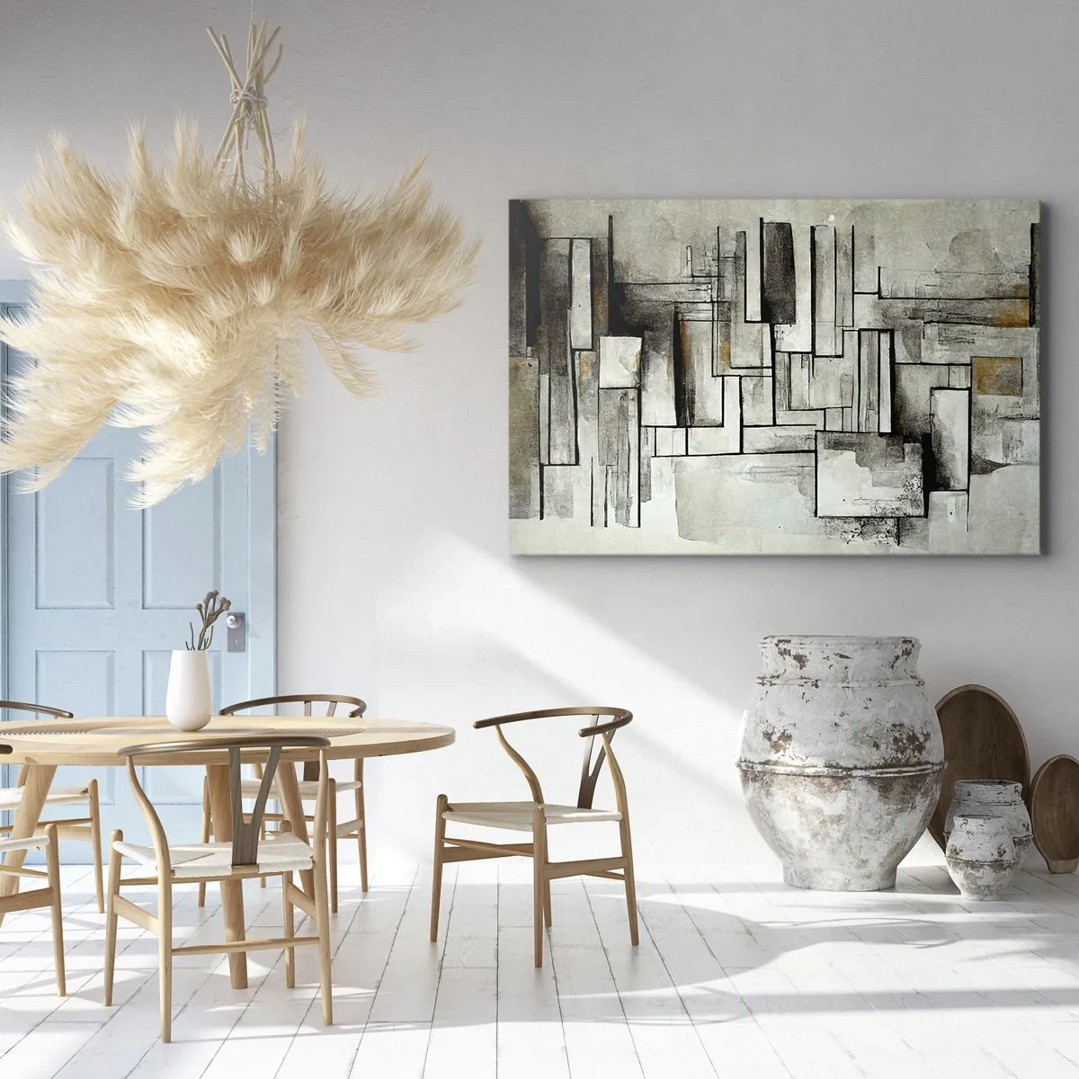 Bild auf Leinwand - Leinwandbild - Abstrakte Rechtecke in Grau- und Schwarztönen - 70x50cm - Kraft der Einfachheit - Moderne Wanddekoration für Wohnzimmer und Schlafzimmer ARTTOR