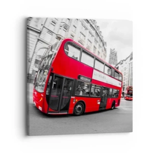 Bild auf Leinwand - Leinwandbild - London traditionell - mit dem Bus - 30x30 cm