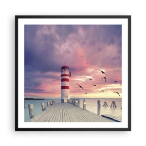 Poster in einem schwarzem Rahmen - Es ist Zeit zum Hafen zu gehen - 60x60 cm