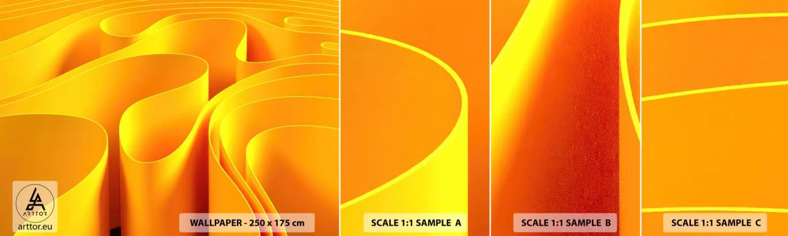 Fototapetenmuster Standard Eco - Wie Sonnenwellen - 3D, Modern, Linien - 100x30 cm