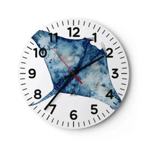 Wanduhr - Glasuhr - Leben im Blau - 30x30 cm