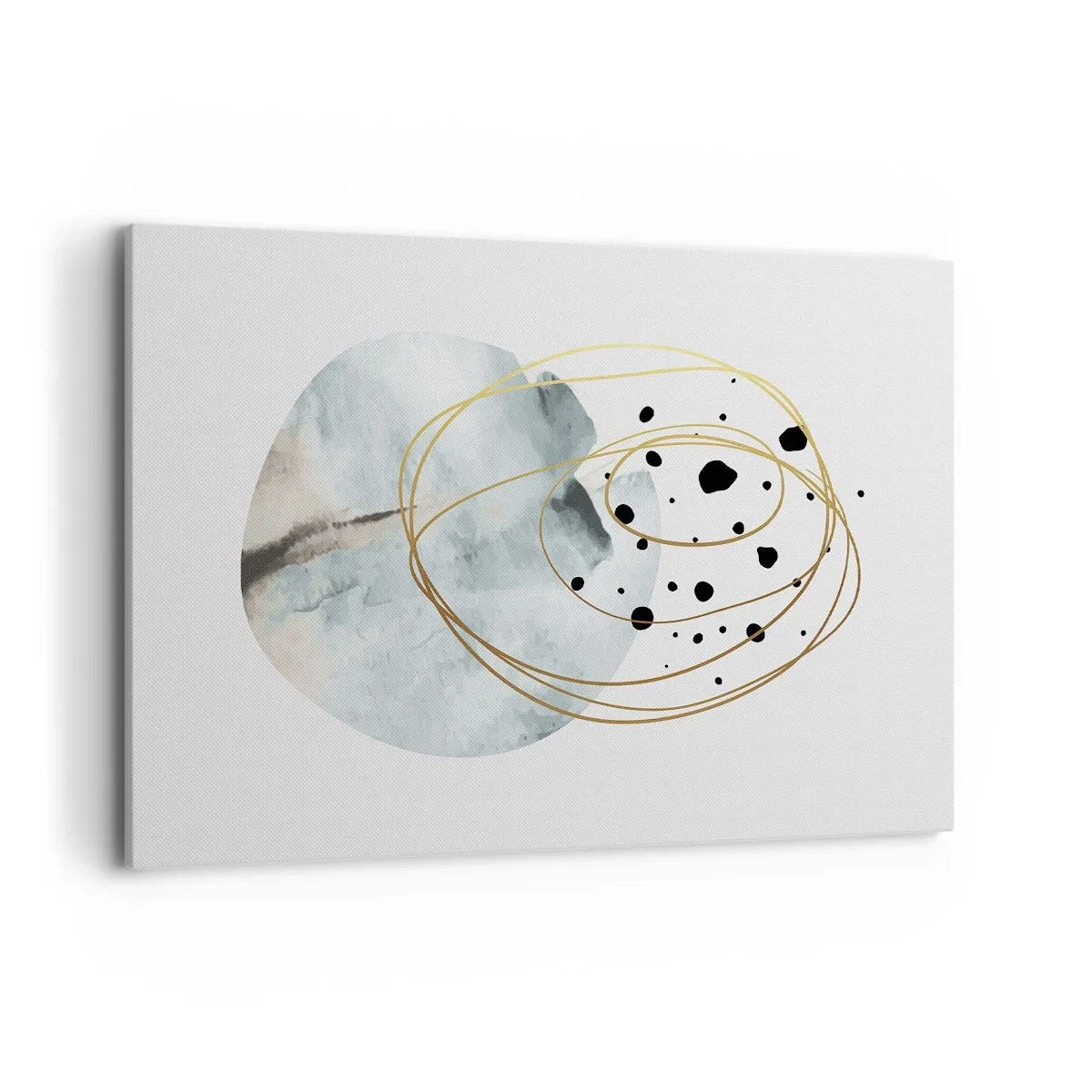 Bild auf Leinwand - Leinwandbild - Minimalistische Abstraktion mit geometrischem Muster und goldenen Linien - 100x70cm - Vom Weltraum umarmt - Moderne Wanddekoration für Wohnzimmer und Schlafzimmer ARTTOR