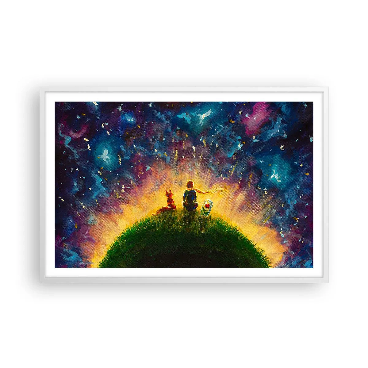Poster in einem weißen Rahmen - Liebe und Freundschaft - die ganze Welt - 91x61 cm