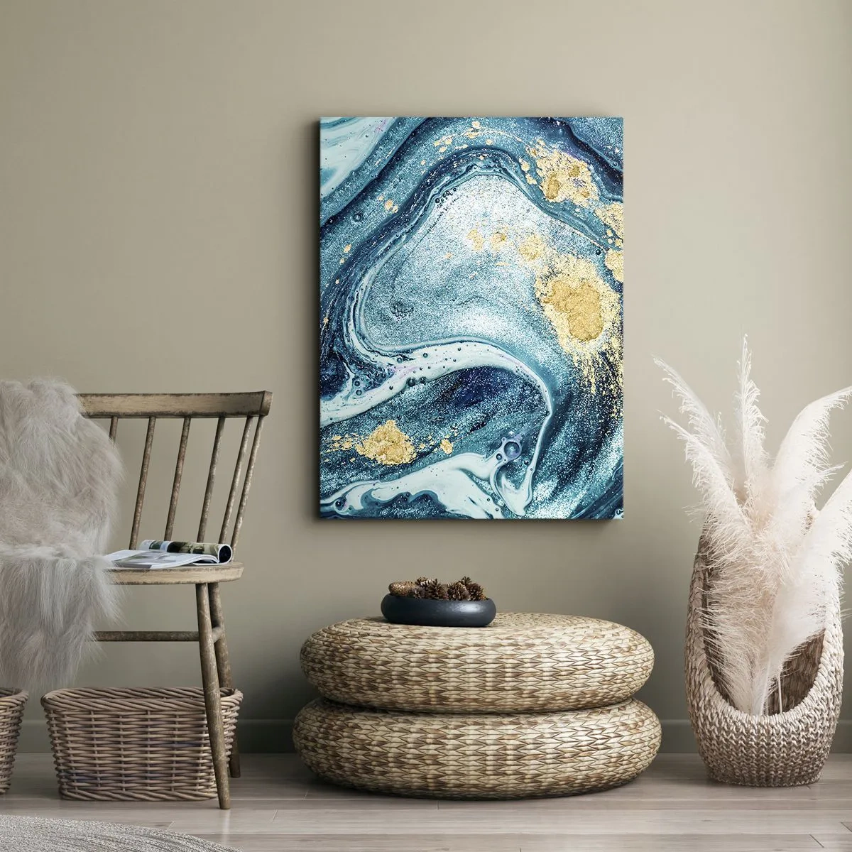 Bild auf Leinwand - Leinwandbild - Blauer Wirbel - 55x100 cm