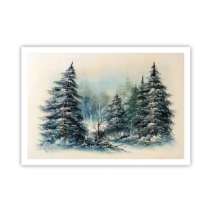 Poster - Winterlandschaft mit schneebedeckten Bäumen - 100x70cm - Bereit für Weihnachten - Moderne Wanddekoration für Wohnzimmer und Schlafzimmer ARTTOR