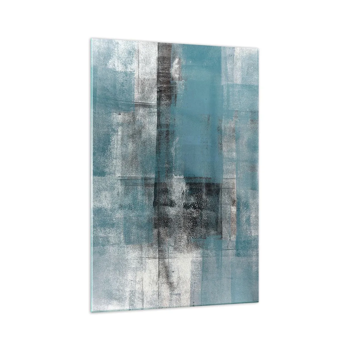 Glasbild - Bild auf glas - Eine abstrakte Komposition in Blautönen mit Textur und Schichten. - 70x100cm - Wasser und Luft - Moderne Wanddekoration für Wohnzimmer und Schlafzimmer ARTTOR