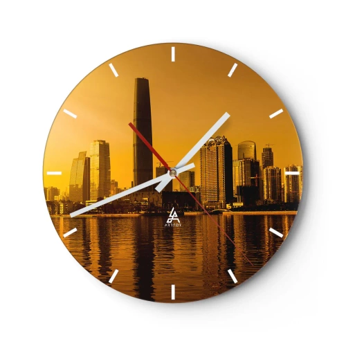 Wanduhr - Glasuhr - Die goldene Stadt - 40x40 cm