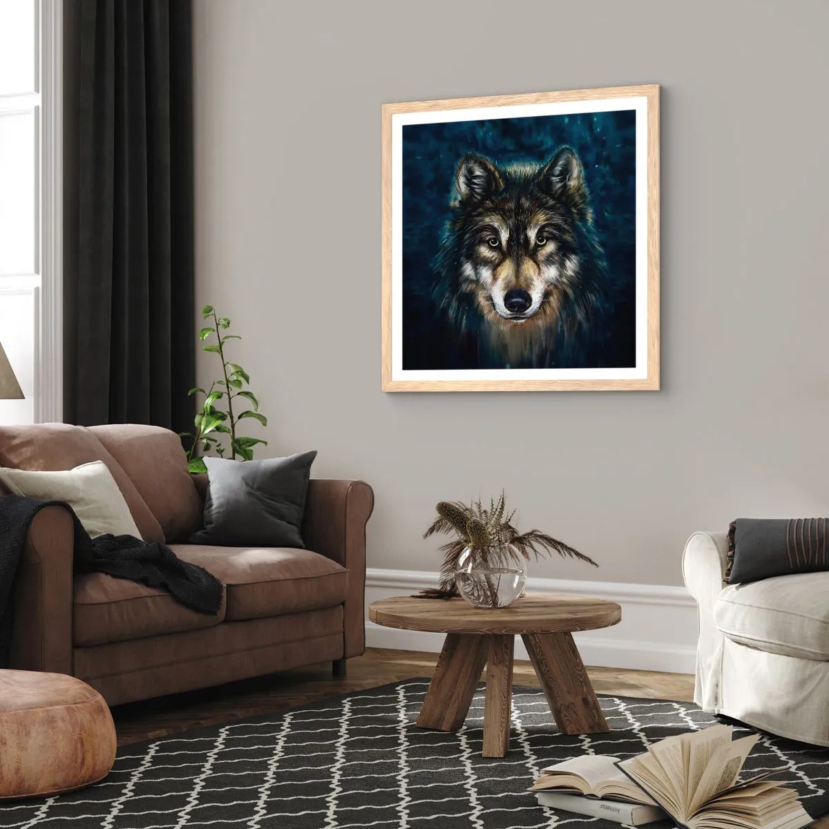 Poster in einem Rahmen aus heller Eiche - Alpha? Und Omega - 60x60 cm