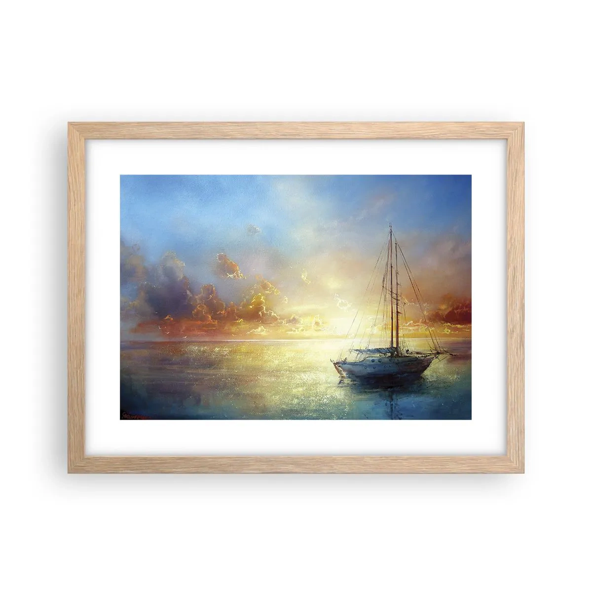 Poster in einem Rahmen aus heller Eiche - In einer goldenen Bucht - 40x30 cm
