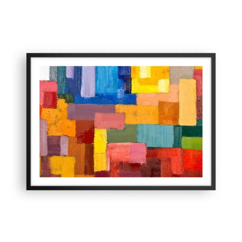 Poster in einem schwarzem Rahmen - Bunte abstrakte Rechtecke in verschiedenen Farbtönen - 70x50cm - Jeder ist anders, alle bunt - Moderne Wanddekoration für Wohnzimmer und Schlafzimmer ARTTOR