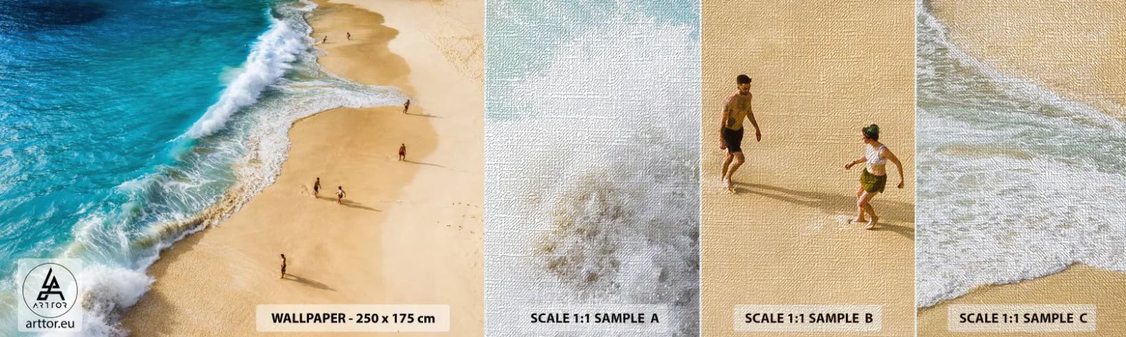 Fototapeten Muster Premium Canvas - Und dann die Sonne, der Strand… - Strand, Meeresufer, Meer - 100x30 cm