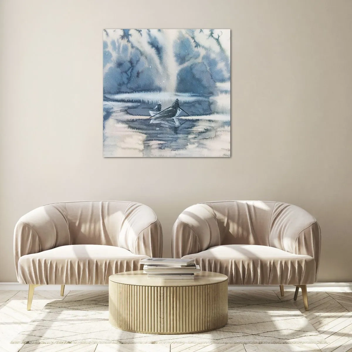 Glasbild - Bild auf glas - Angler in ihrem Paradies - 50x50 cm
