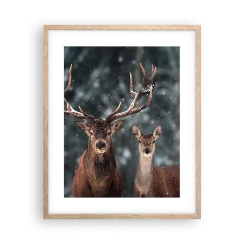 Poster in einem Rahmen aus heller Eiche - Herr des Waldes mit seiner Frau - 40x50 cm