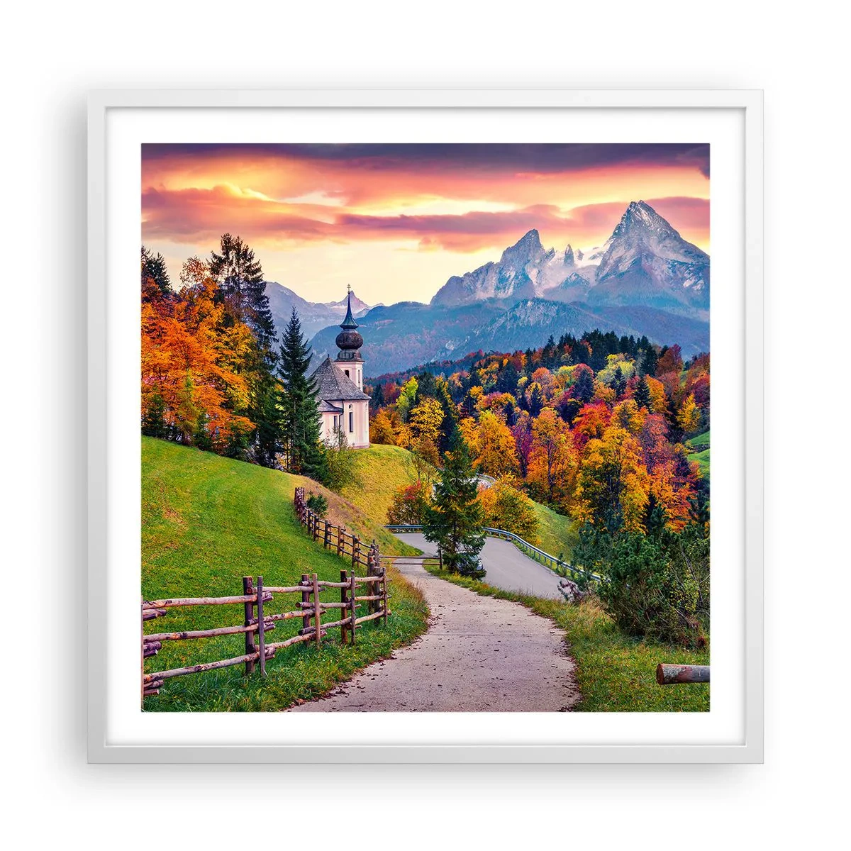Poster in einem weißen Rahmen - Landschaftsartige Malerei - 60x60 cm