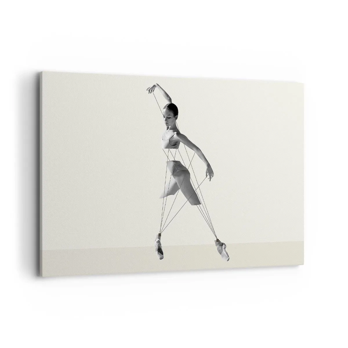 Bild auf Leinwand - Leinwandbild - Ballerina in geometrischer Interpretation mit Linien - 120x80cm - Im Theater der Welt - Moderne Wanddekoration für Wohnzimmer und Schlafzimmer ARTTOR