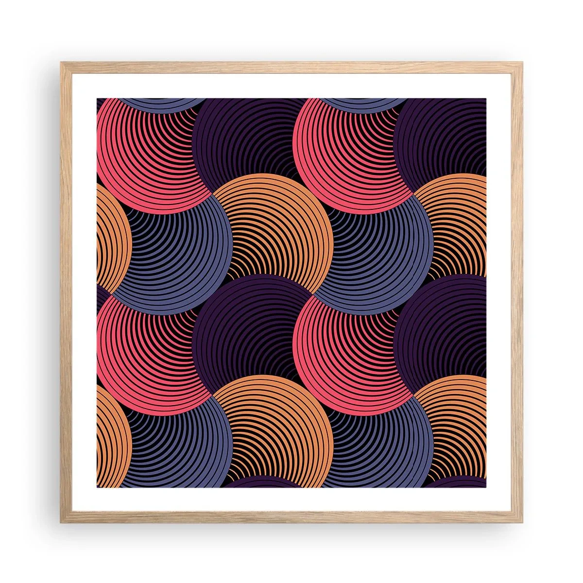 Poster in einem Rahmen aus heller Eiche - Im kreisenden Rhythmus - 60x60 cm