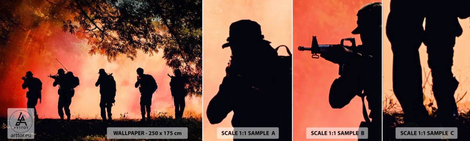 Fototapetenmuster Standard Eco - … Alle für einen. - Soldat, Waffe, Gewehr - 100x30 cm